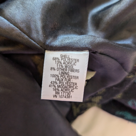 Target Merona Womens Med Long Pea Coat Purple Floral Whimsigoth Cottage Coquette - Picture 7 of 7